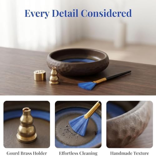 6 Inch Japanese Incense Holder for Stick,Ceramic Handmade Brown