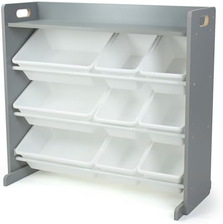 Humble Crew Kids Toy Organizer with Display Shelf, 9 Bins, 3 Tier Storage