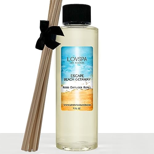 Escape Beach Getaway Diffuser Oil - Luxury Essential Oils for Diffuser Refill & Air Freshener Room Spray - Long-Lasting & Natural Home Fragrance, Scented Oil for Diffusers, USA Made, 4oz