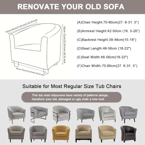 Eco-Ancheng Club Chair Slipcover Tub Chair Cover Stretch Armchair Covers