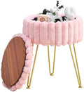 Wimarsbon Vanity Stool with Storage, Faux Fur Ottoman Chair with Metal Legs