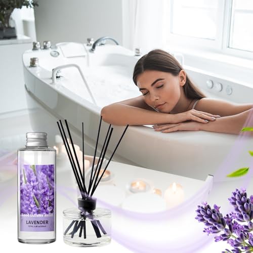 SCENTORINI Lavender Diffuser Reed Diffuser Oil Refill, 6.76 Fl Oz & 6 Sticks