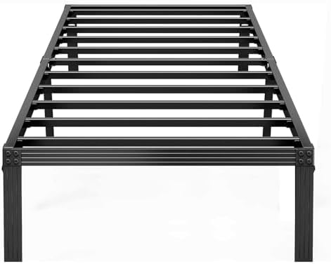 Twin XL Bed Frames with Heavy Duty Steel Slat, 14 Inches Platform Bed Frame, Non-Slip Design, No Box Spring Needed, Easy Assembly, Quiet Noise Free, Under Bed Storage Space, Black