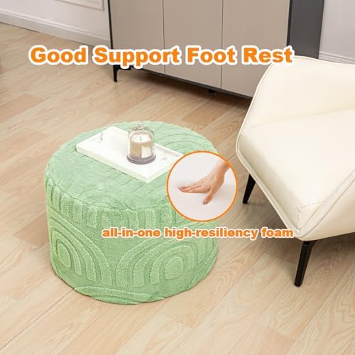 Asuprui Plush Pouf Ottoman Footrest,Foot Stools Ottoman,20"x14", Sage Green