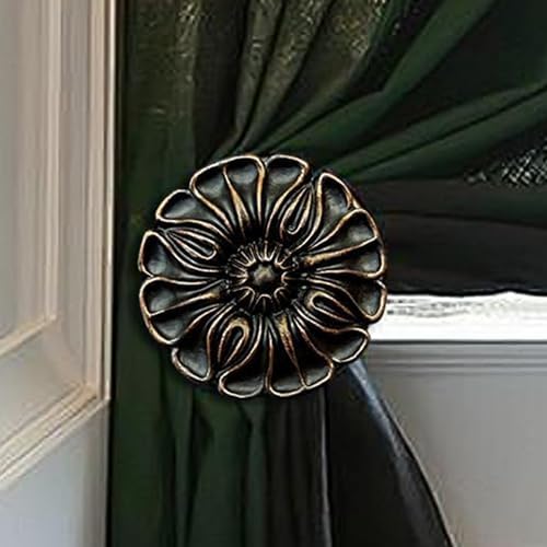 LOPGT Set of 2 Vintage Curtain Holdbacks Wall Mounted with Screws, Black