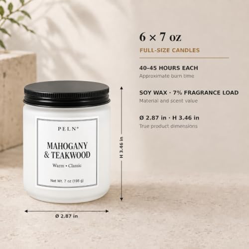 Candles for Men Gift Set, 6 Pack 7 oz Scented Soy Candle Set, Woody Scents