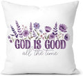 Purple Floral Christian Decorative 18x18 Pillow Cover
