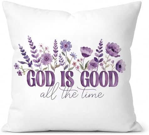 Purple Floral Christian Decorative 18x18 Pillow Cover