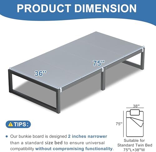 Lutown-Teen Bunkie Board Twin 2 Pack High-Density Polymer, Gray