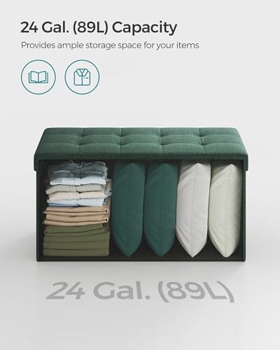 SONGMICS 30 Inches Folding Storage Ottoman Bench, Load 660 lb