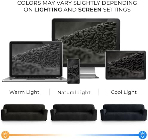 PAULATO Premium Stretch Couch Covers for Sofa - Sofa Chair Cover Washable, Dogs & Pets Friendly - Elastic Polyester Loveseat Slipcovers - Non-Slip Love Seat Couch Covers - Black (86"-120" Wide)