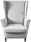 2 Piece Wingback Chair Cover Stretch Jacquard Wing Back Chair Slipcover with Armrest Washable Furniture Protector for Armchair Living Room Bedroom