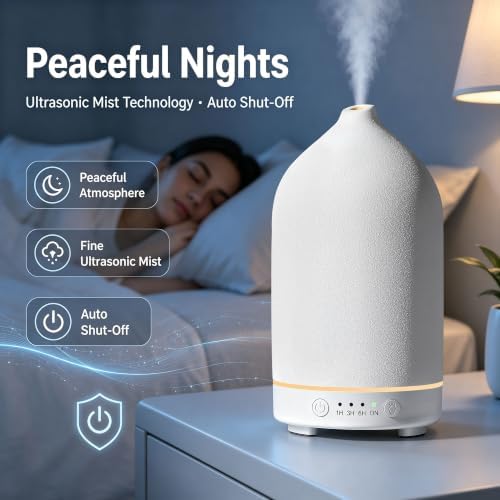 Gooamp 200ML Ceramic Essential Oil Diffuser for Home, Stone Diffuser