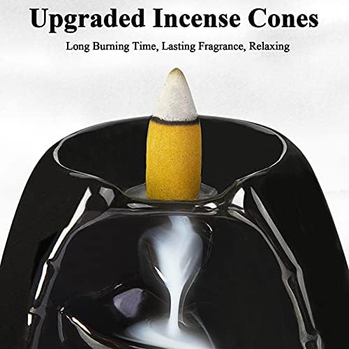 SPACEKEEPER Ceramic Backflow Incense Holder Waterfall Incense Burner, Black