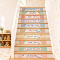 Cinrobiye 11 Pcs Classroom Stair Decals, Pastel Composition Notebook Steps of Success Wall Stickers for Back to School Decor, Stairway Stickers for Kindergrten, Classroom, Door, Wall Teacher Supplies