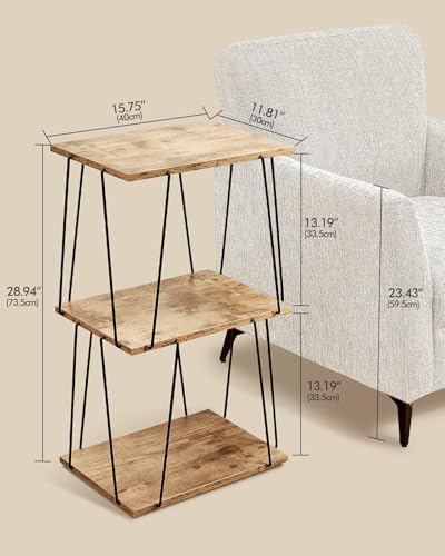 KJGKK Tall Side Table, Small End Table, 29 inch High Entryway Table, Bedside Table for Living Room, Bedroom and Office, Greige & Black