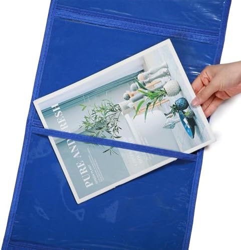 Watersay 2 Pcs Storage Pocket Chart for Classroom, 4 Pockets, Blue