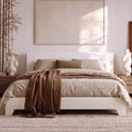 Allewie King Size Upholstered Bed Frame Adjustable Headboard, White