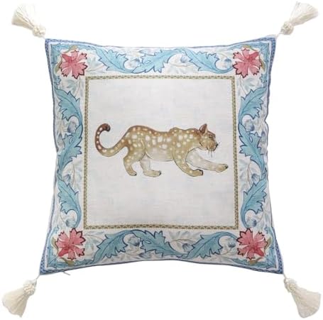 patdrea Designer French Vintage Leopard Print Pillow Cover,18"x18"