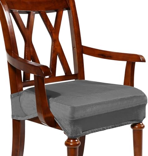 Havawish Extra Wide Dining Chair Seat Covers, Dark Gray, Velvet, 1 Pcs
