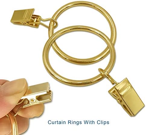 40 Pack Metal Curtain Rings with Clips, 1.5 in ID, Gold