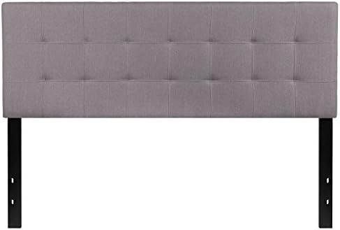 EMMA + OLIVER Light Gray Queen Quilted Tufted Headboard