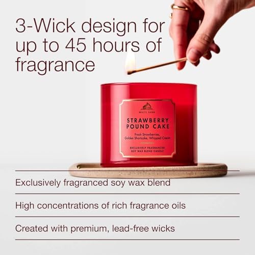 Bath & Body Works 3-Wick Candle, Strawberry Pound Cake, 2 Pack