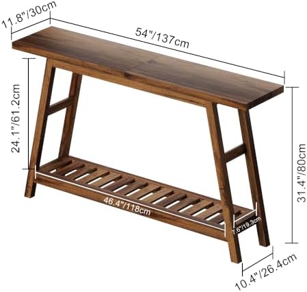 ChooChoo 53.9 Inch Long Console Tables for Entryway, Hallway Table, 2-Tier