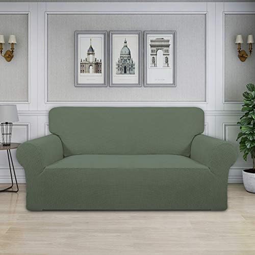 Easy-Going Stretch Oversized Loveseat Couch Covers Washable Greyish Green