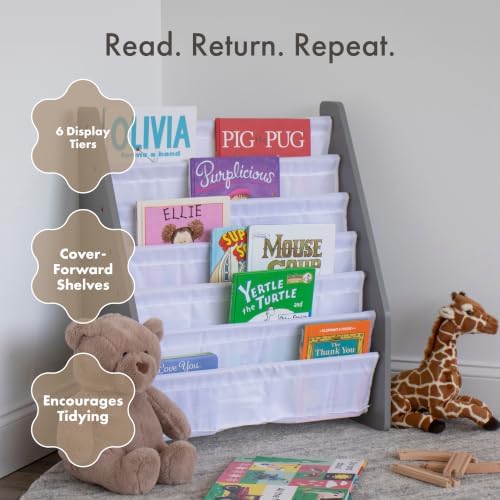 Humble Crew Kids Bookshelf, Montessori Front Facing Toddler Bookcase 4 Tier