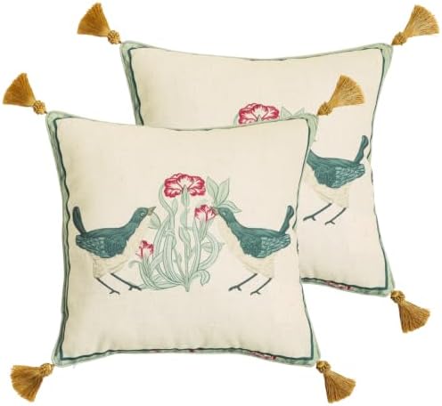 patdrea Designer French Vintage Throw Pillow Cover,18"x18",Set of 2