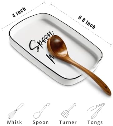 ABRUTY Spoon Rest for Stove Top, Ceramic Spoon Holder for Counter, Modern Farmhouse Decor Accessories for Spatula, Spoons or Tongs