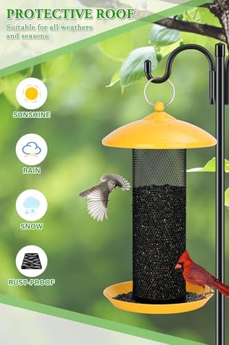 Gtongoko Finch Feeders for Outside All Metal Mesh Tube Bird Feeder Yellow