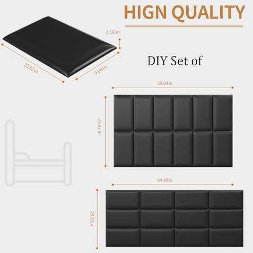 Headboards Wall Panel for Full, Queen and King - Self-Adhesive 3D Upholstered Panel for Bedroom/Living Room (12 Pieces 9.84 in x 23.6 in)
