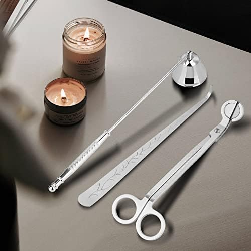 Kirecoo 3-in-1 Candle Accessory Set with Trimmer Snuffer & Dipper, Silver