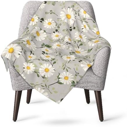 White Daisies Flower Fleece Throw Blanket Ultra Soft Cozy Decorative Flannel Blanket for Home Bed Couch Chair Travel 50x40in