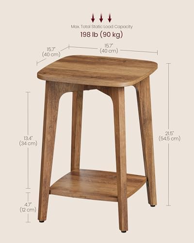 VASAGLE Side Table, 2-Tier Small Square End Table, Nightstand Set of 2