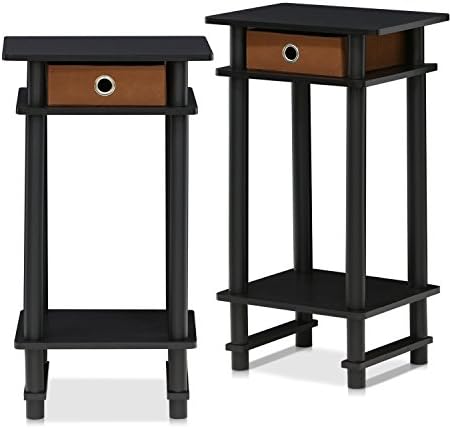Furinno Turn-N-Tube End Table, 2-Pack, Espresso