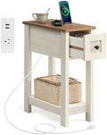 VASAGLE 2-Tier End Side Table, Small Accent Nightstand with Storage Drawer