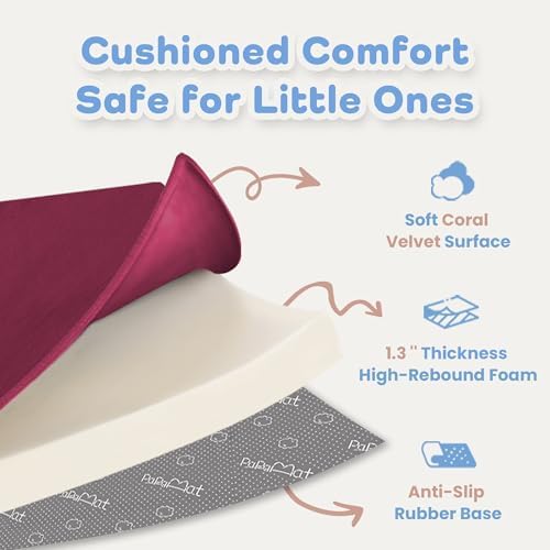 1.3" Thick Baby Floor Play Mat 50x50 Padded Foam Mat, Burgundy