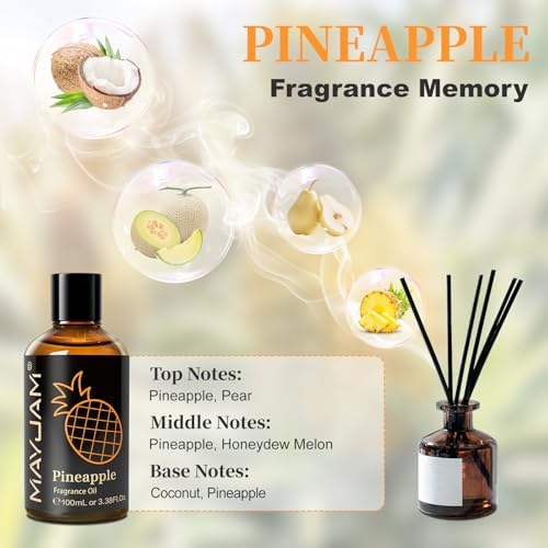 MAYJAM Pineapple Fragrance Oil for Diffusers for Home, 3.38FL.OZ