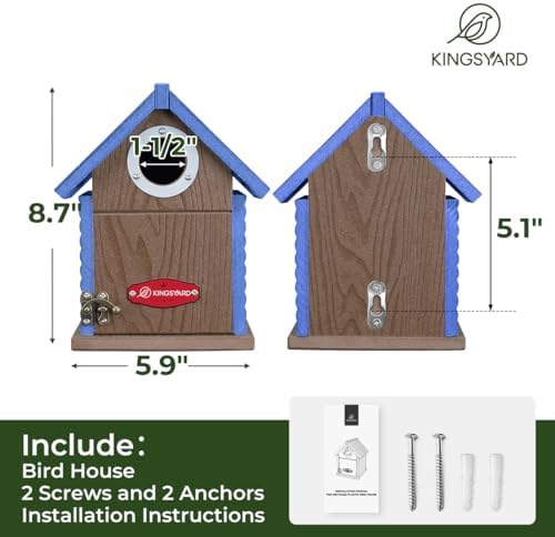 Kingsyard Bluebird House with Predator Guard, Recycled Poly Lumber
