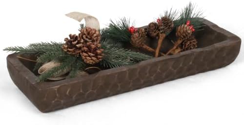 Oakrain Decorative Bowl Rustic 16" Hand-Carved Wooden Dough Bowl, Brown