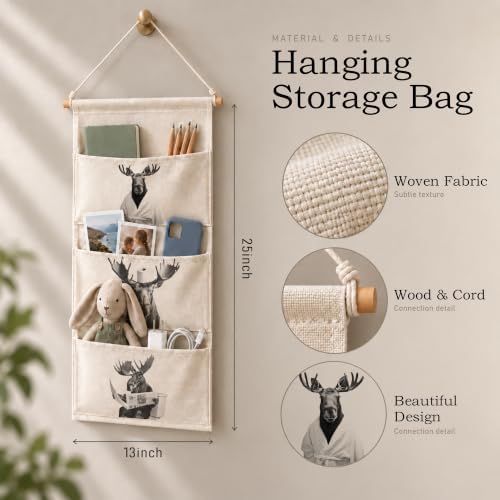 Funny Moose Fish Extender Door Hanger,Cabin Door Hanging Pockets PJ004