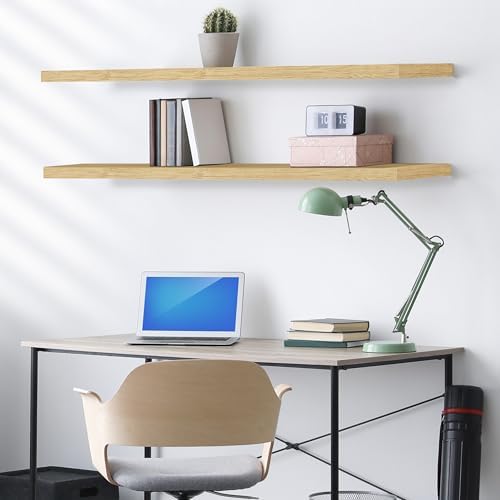 Sorbus Floating Shelves for Wall Storage (55 Inch, 2 Pack, Maple Wood)