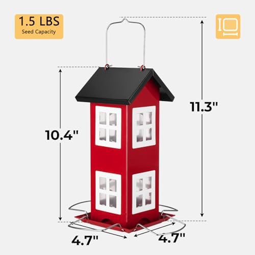 Veehoo Metal Bird House Feeder for Outdoors Hanging with 4-Port