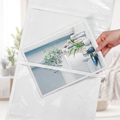 Watersay 2 Pcs Storage Pocket Chart for Classroom, 4 Pockets, White