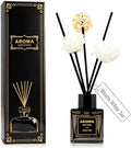 Black Glass Bottle Scent Diffuser, 1.7 oz Reed Diffuser with Sticks, Home Fragrance for Bookshelf, Bedroom Vanity, Office Desk & Bathroom Decor, Air Freshener for Aesthetic Room Decor (White Tea)