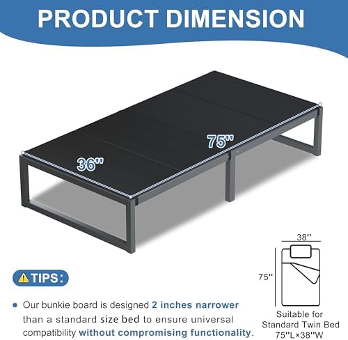 Lutown-Teen Bunkie Board Twin 2 Pack High-Density Polymer, Black