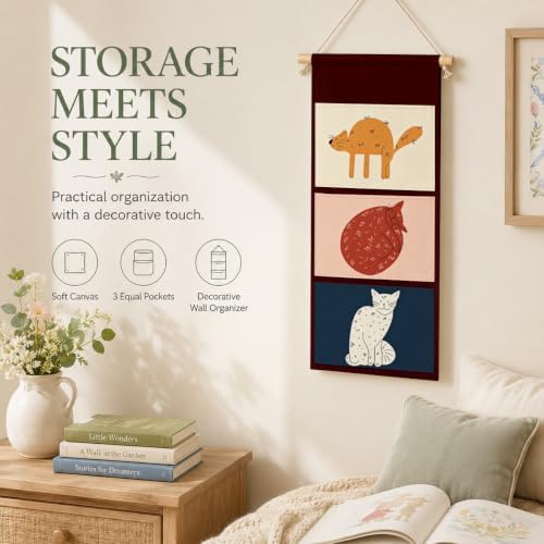 IAXIC Woodland Animal Wall Organizer, Canvas Pockets for Nursery
